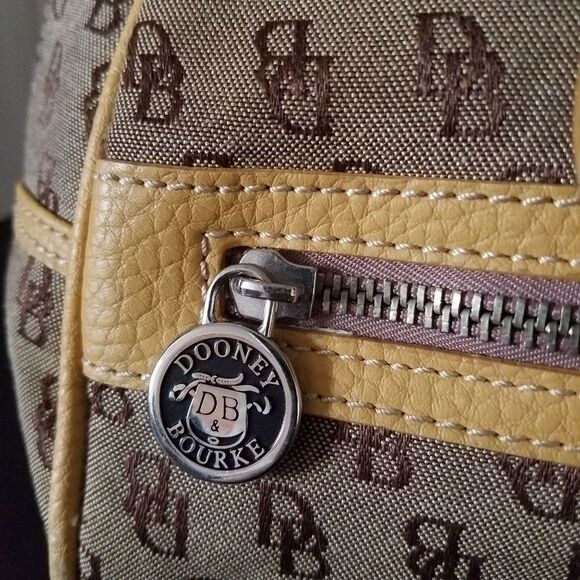 Dooney & Bourke Brown Logo Satchel Purse Handbag Monogram Shoulder Bag - Picture 5 of 9